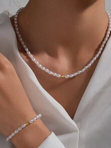 1 件 925 純銀精緻珍珠手鍊 18k 鍍金 Aaaaa 品質簡約珠寶女士日常佩戴婚禮派對訂婚週年紀念日情人節 - 金色 - 查看 2