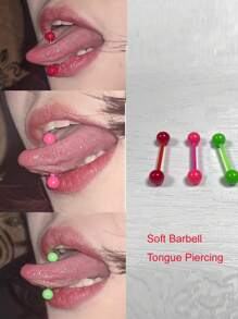 1支柔軟的啞鈴舌環,彩色柔性舌頭珠寶,適合康復期14g 長度16mm - 軟桿槓鈴 - 查看 1