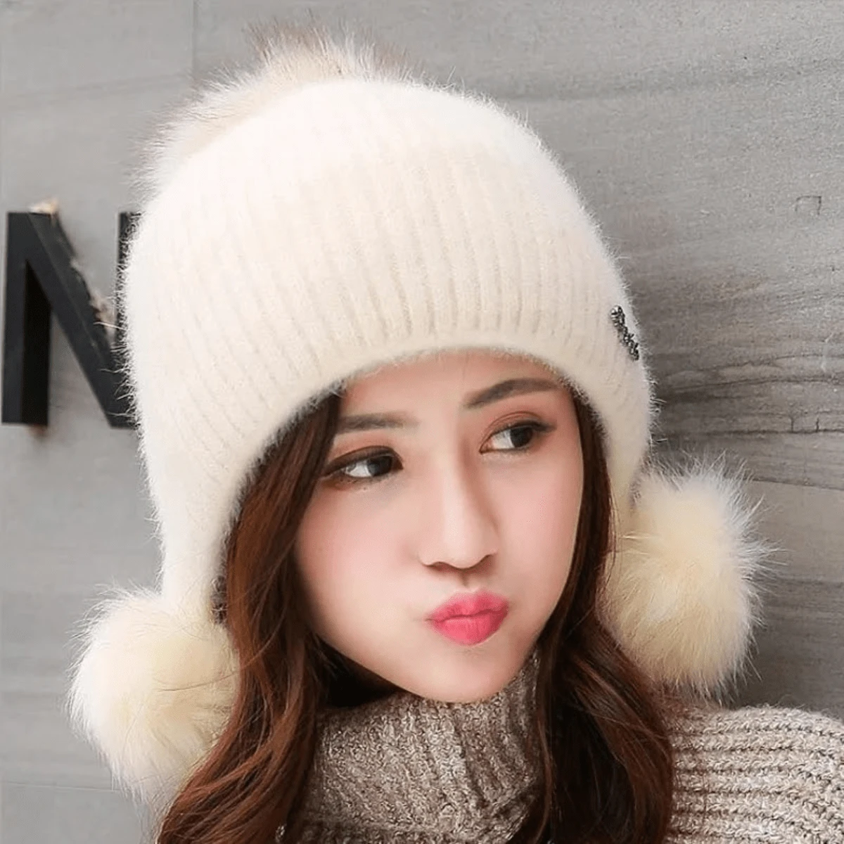 Gorro de invierno unisex - Beis - Ver 1