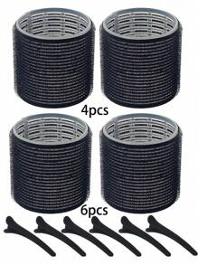 10 件巨型卷发器卷发器大号卷发器带夹子，自握卷发器，适合长/中/短发，刘海，DIY 卷发器 2.56 英寸，情人节情侣礼物发饰工具，美发工具 - 黑色 - 查看 7