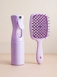 3 chiếc Bàn chải gội đầu tròn xoa bóp da đầu màu tím, Bàn chải thông hơi ướt & khô rỗng, Chai xịt phun sương mịn 200ml có chai khử trùng tần số cao để chăm sóc tóc - Màu tím - Xem 8