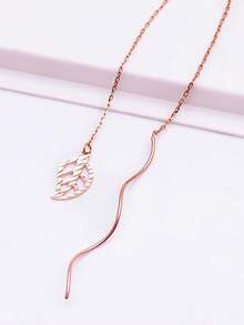 1個14k玫瑰金鍍紫金楓葉螺旋耳針,適合女性日常佩戴 - 玫瑰金 - 查看 1