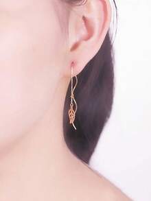 1個14k玫瑰金鍍紫金楓葉螺旋耳針,適合女性日常佩戴 - 玫瑰金 - 查看 5