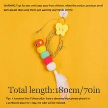 1 件懸吊可調式彈性羽毛玩具,貓咪自娛玩具,貓咪逗樂神器,貓咪救濟玩具 - 橘色 - 查看 5