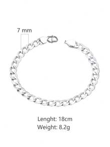 AETOLIA 7毫米宽925纯银钻石切割链式手链，时尚个性嘻哈男士风格，欧美ins风手链，送给男孩的最佳礼物 - 銀色 - 查看 15