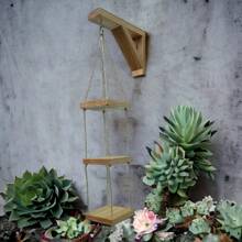 Floreira de madeira Jardim vertical Suporte de madeira para plantas Horta vertical Suporte de parede Floreira suspensa Plantas Paisagismo Jardins verticais Horta suspensa Suporte para vaso de planta Jardins vertical Suportes para planta Mão francesa de madeira Suporte para pendurar plantas - Verniz - Visão 8