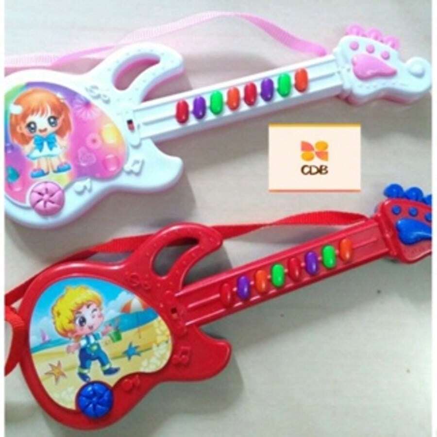 Brinquedo guitarra infantil piano e musical para o seu bebê - Vermelho - Visão 1