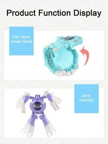 1 Pieza Reloj Juguete Robot Transformable En Morado, Regalo Creativo De Reloj Electrónico Para Niños Y Niñas - Morado - Ver 7