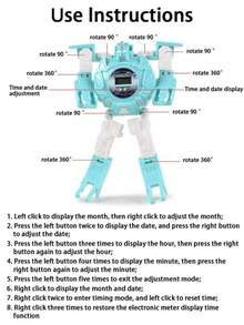 1 Pieza Reloj Juguete Robot Transformable En Morado, Regalo Creativo De Reloj Electrónico Para Niños Y Niñas - Morado - Ver 9