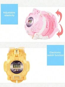 1 Pieza Reloj Juguete Robot Transformable En Morado, Regalo Creativo De Reloj Electrónico Para Niños Y Niñas - Morado - Ver 8