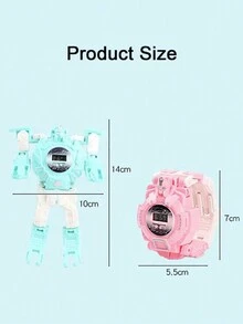 1 Pieza Reloj Juguete Robot Transformable En Morado, Regalo Creativo De Reloj Electrónico Para Niños Y Niñas - Morado - Ver 10