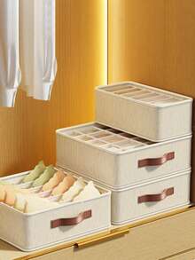 Lanh Hộp lưu trữ đồ lót Có ngăn kéo & , Đa chức năng Hộp đựng Đối với Nhà  Tủ - Màu be - Xem 3