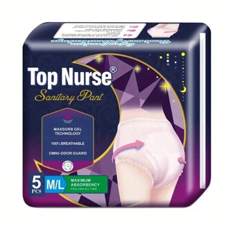 1 Pack TOP NURSE Period Relief Pants, Overnight Ultra Thin Women Wearing Elastic Waistband Large Sanitary Pants Menstrual Pants For Menstruation