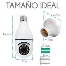 Cámara de Seguridad WiFi Ip Tipo Foco Socket E27 Bombilla con Visión Nocturna Fococámara 1080p - Blanco - Ver 4