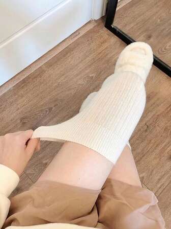 1/5双装罗纹显瘦透气压缩过膝袜，适合秋冬季节，舒适保暖