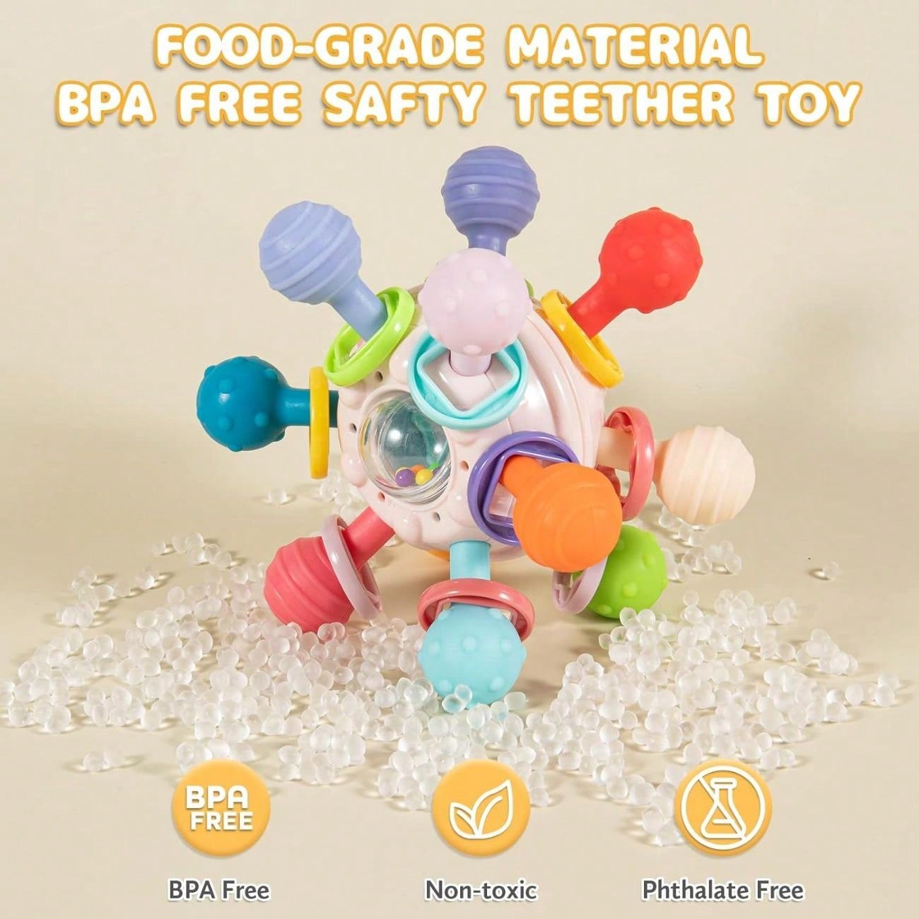 Baby Sensory Teething Toy, Baby Montessori Sensory Teething Ball Toy