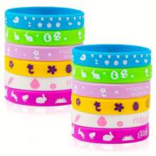 12入組,彩色復活節橡膠手環、矽膠手環,復活節派對禮品用品,禮物、復活蛋裝飾、籃子填充禮品用品 - 彩色 - 查看 1