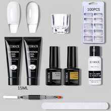 BISMACK 9 件裝丙烯酸 Uv 凝膠延伸指甲凝膠套件裸色閃光顏色快速構建凝膠指甲油全部適用於指甲指甲藝術設計 - 白色 - 查看 6