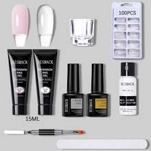 BISMACK 9 件裝丙烯酸 Uv 凝膠延伸指甲凝膠套件裸色閃光顏色快速構建凝膠指甲油全部適用於指甲指甲藝術設計 - 白色 - 查看 2