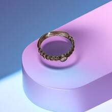 1pc Unique Vintage Lock & Chain Copper Ring With Cubic Zirconia - Perfect Gift For Boyfriend/Girlfriend - Retro - View 5