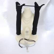 7入組1920年代花樣少女頭箍、手套、流行項鍊、香煙套、耳環服裝配件套裝,適用於狂歡20年代派對、晚間表演和嘉年華時尚裝扮復古風格 - 銀色 - 查看 3