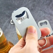 1pc Creative Stainless Steel Bottle Opener, Simple & Fashionable, With Screwdriver And Keychain Function - Silver - View 3