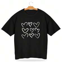 Camiseta Manga Curta Algodão Juvenil 4 6 8 10 12 14 16 Anos de Menina - Preto - Visão 1