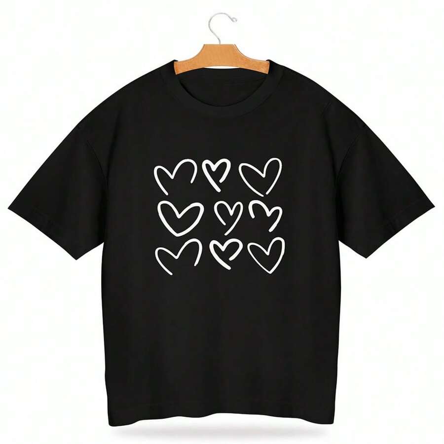 Camiseta Manga Curta Algodão Juvenil 4 6 8 10 12 14 16 Anos de Menina - Preto - Visão 1