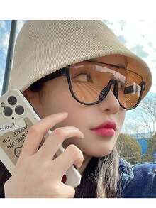 1 件棕色镜框 Y2k 时尚女士眼镜，复古风格 - 黑色 - 查看 2