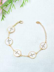 1條雙面鋯石圓形女士手鐲 - 黑色 - 查看 2