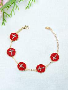 1條雙面鋯石圓形女士手鐲 - 黑色 - 查看 3