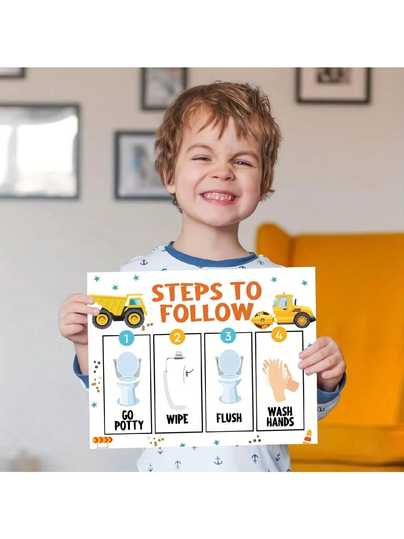 Cute Engineering Vehicle Bedpan Training Map, Equipped With Cute