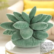 逼真多肉玩具公仔,多款可愛的盆栽花卉書架抱枕,家居客廳裝飾女生禮物,部分隨機發送 - 軍綠色 - 查看 3