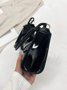 Solid Color & Minimalist & Luxury & Hobo Shoulder Bag For Men - Black - View 6