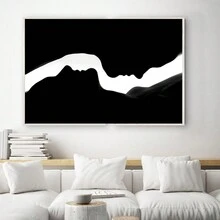 1pc Person Silhouette Heart Shape Water Drop Art Poster For Bedroom Living Room Study Staircase Corridor Cafe Hotel Studio Dance Hall Restaurant Wall Decor, Unframed Canvas Painting - Multicolor - View 1