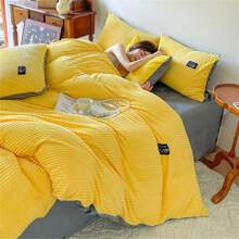 1pc Winter Flannel Duvet Cover, Without Comforter - Apricot - View 4