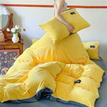 1pc Winter Flannel Duvet Cover, Without Comforter - Apricot - View 5