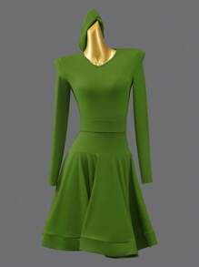 ABC Dancing Mới Chuyên nghiệp Vũ điệu Latin Đầm Đối với phụ nữ , Hiệu suất Đối với Nhảy múa , Ngắn Thực tiễn Trang phục - xanh quân đội - Xem 1