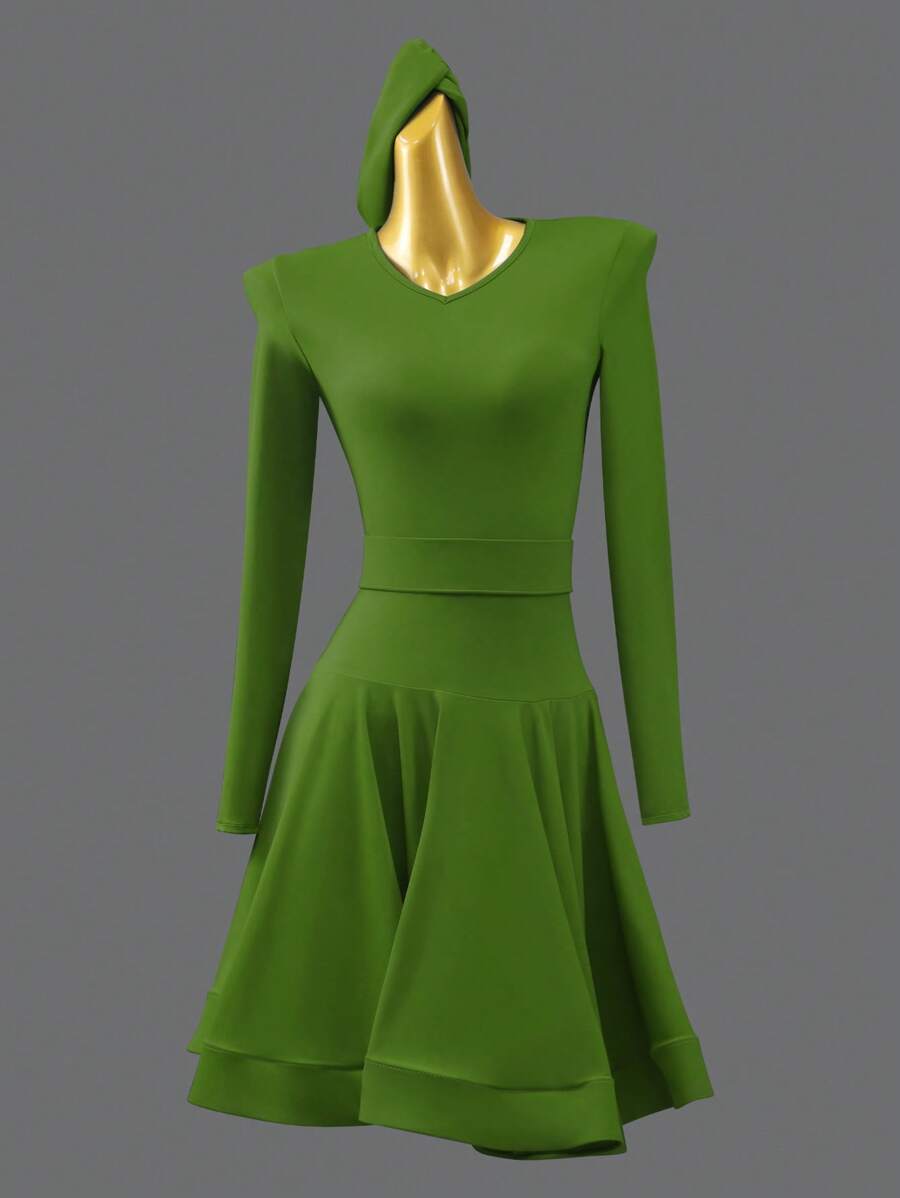 ABC Dancing Mới Chuyên nghiệp Vũ điệu Latin Đầm Đối với phụ nữ , Hiệu suất Đối với Nhảy múa , Ngắn Thực tiễn Trang phục - xanh quân đội - Xem 1