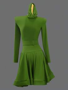 ABC Dancing Mới Chuyên nghiệp Vũ điệu Latin Đầm Đối với phụ nữ , Hiệu suất Đối với Nhảy múa , Ngắn Thực tiễn Trang phục - xanh quân đội - Xem 4