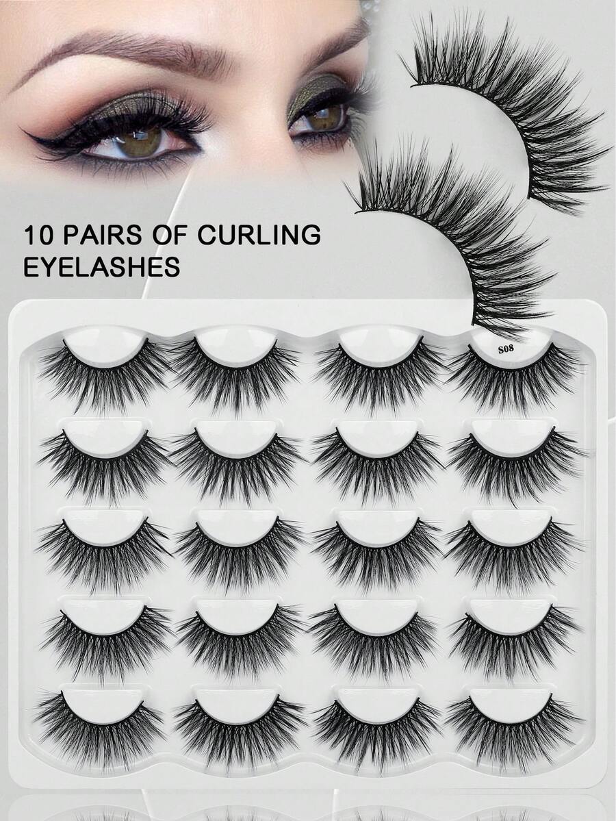 10pairs Synthetic Fiber 3d Eyelashes With Dramatic And Thick Effect, Various Styles, Soft And Natural Look - Fluffy Lashes - View 1