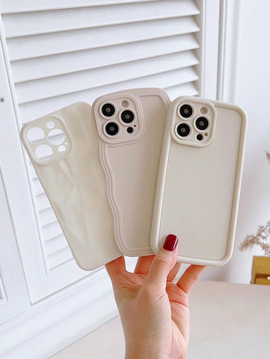 苹果 3 件套高竹制褶皱波浪手机壳适用于 防水防震防摔防刮 - 彩色 - 查看 1