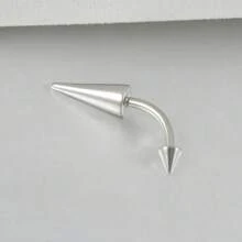 1 Pc Stainless Steel Spike Eyebrow Piercing Jewelry, Curved Barbell Vertical Labret Lip Rings, Spike Tragus Helix Earrings Rook Nose Bridge Rings For Women Men