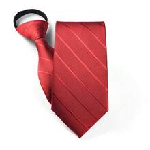 1條8cm/3.15in男士易拉拉商務領帶,男士條紋多色領帶適用於商務,時尚且適合婚禮、面試、工作等場合 - 紅色斜紋 - 查看 7