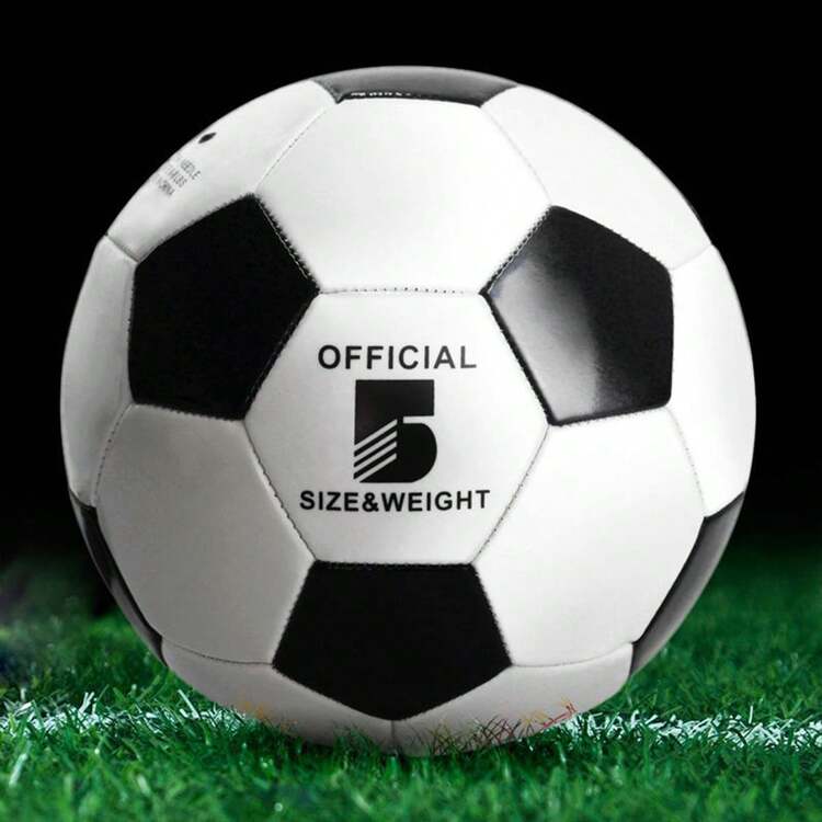 Balones de fútbol Tamaño 5 Balón de fútbol con panel hexagonal en blanco y negro para entrenamiento de entretenimiento para estudiantes - Blanco - Añade 4