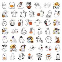 53pcs Cute Cartoon Ghost Themed Stickers, Ins Style Material Pattern Decals For Decorating Glass, Notebook, Phone Case, Luggage, Fridge, Computer, Hand Account, Desktop, And Diy Crafting, Non-Drying Stickers, Self-Adhesive, Waterproof - Multicolor - View 3