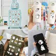 53pcs Cute Cartoon Ghost Themed Stickers, Ins Style Material Pattern Decals For Decorating Glass, Notebook, Phone Case, Luggage, Fridge, Computer, Hand Account, Desktop, And Diy Crafting, Non-Drying Stickers, Self-Adhesive, Waterproof - Multicolor - View 4