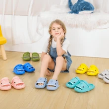 Girls Shark Slippers Boys Summer Cloud Sliders Sandals Cute Soft Lightweight Anti-Slip Beach Pool Shower Shoes Indoor Outdoor - 黃色 - 查看 9