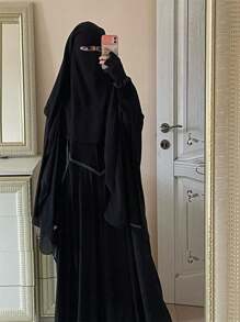 1件 简约柔软纯色雪纺头巾 - 黑色 - 查看 2