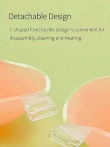 1pc Push Up Sticky Adhesive Bra Pasties Nipple Covers Invisible Backless Strapless Bra For Women - Apricot - View 8